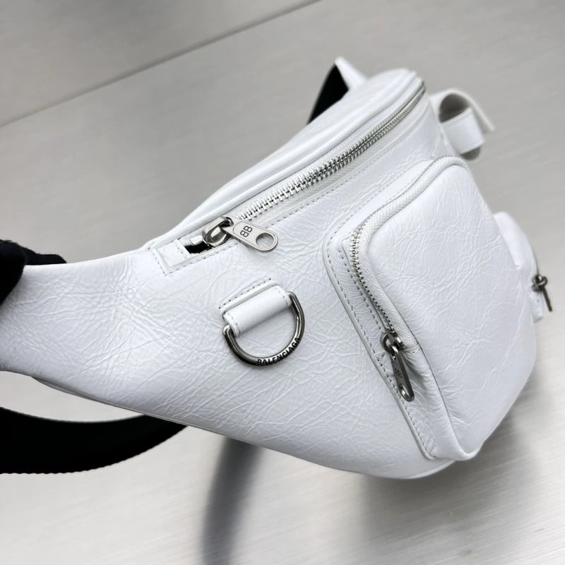 Balenciaga  White Motorcycle Multi-Pocket Waist Bag for Travel ModernLook 78549