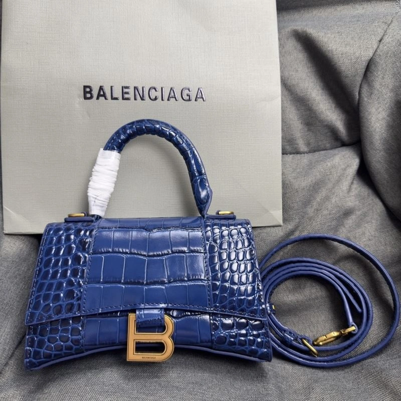Balenciaga Cobalt Blue Croc-Pattern Hourglass XS Bag TimelessDesign 70038
