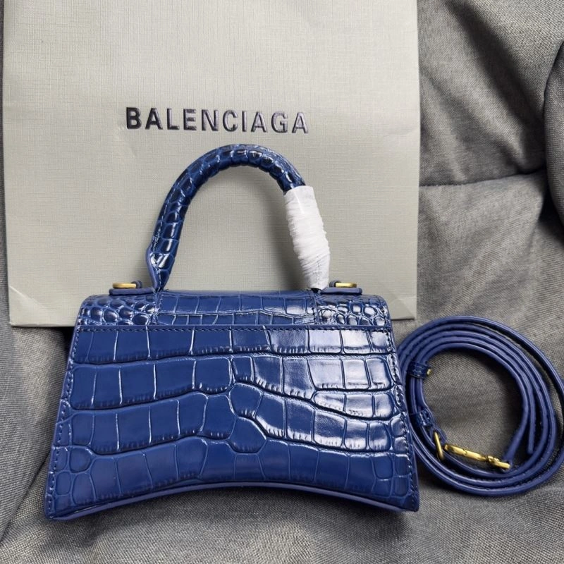 Balenciaga Cobalt Blue Croc-Pattern Hourglass XS Bag TimelessDesign 70038