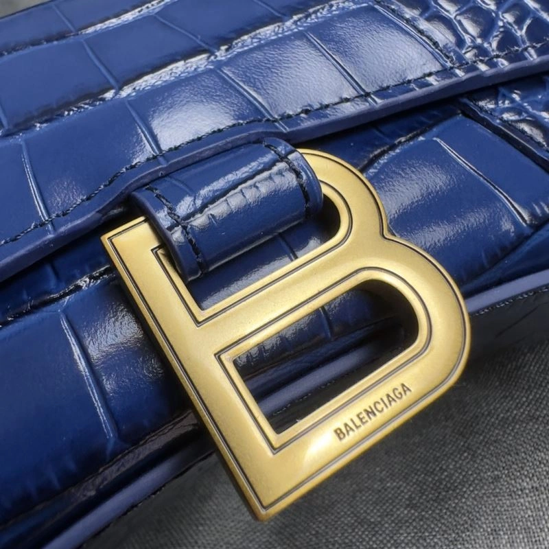 Balenciaga Cobalt Blue Croc-Pattern Hourglass XS Bag TimelessDesign 70038
