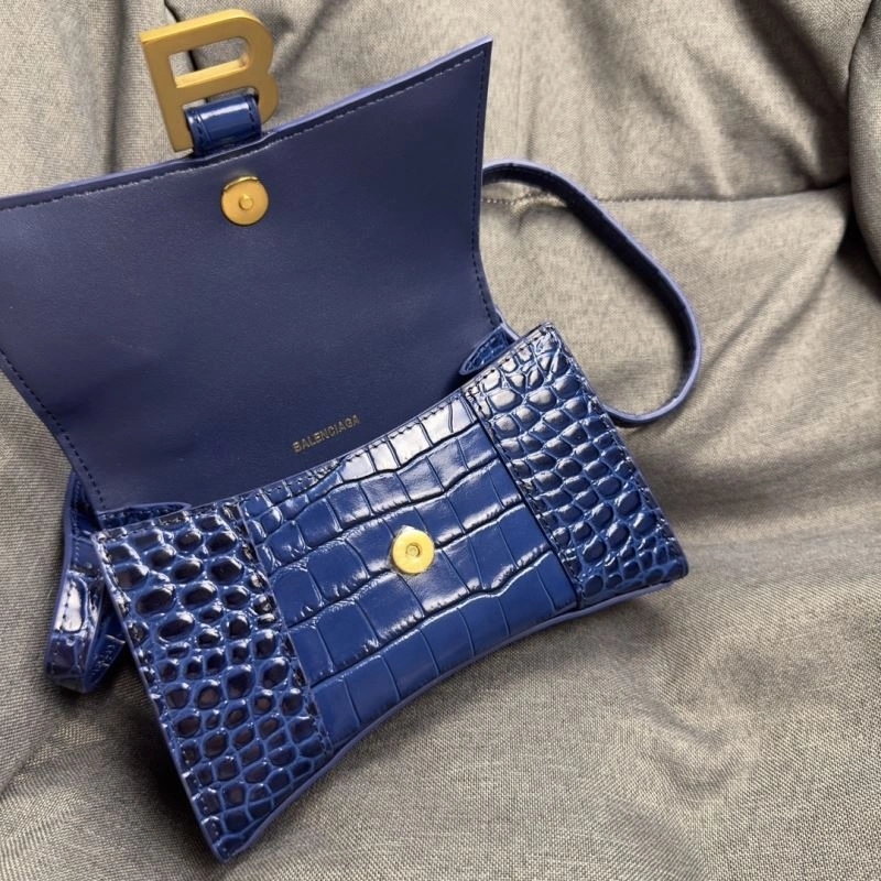 Balenciaga Cobalt Blue Croc-Pattern Hourglass XS Bag TimelessDesign 70038