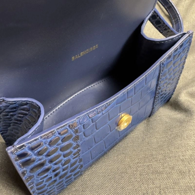 Balenciaga Cobalt Blue Croc-Pattern Hourglass XS Bag TimelessDesign 70038