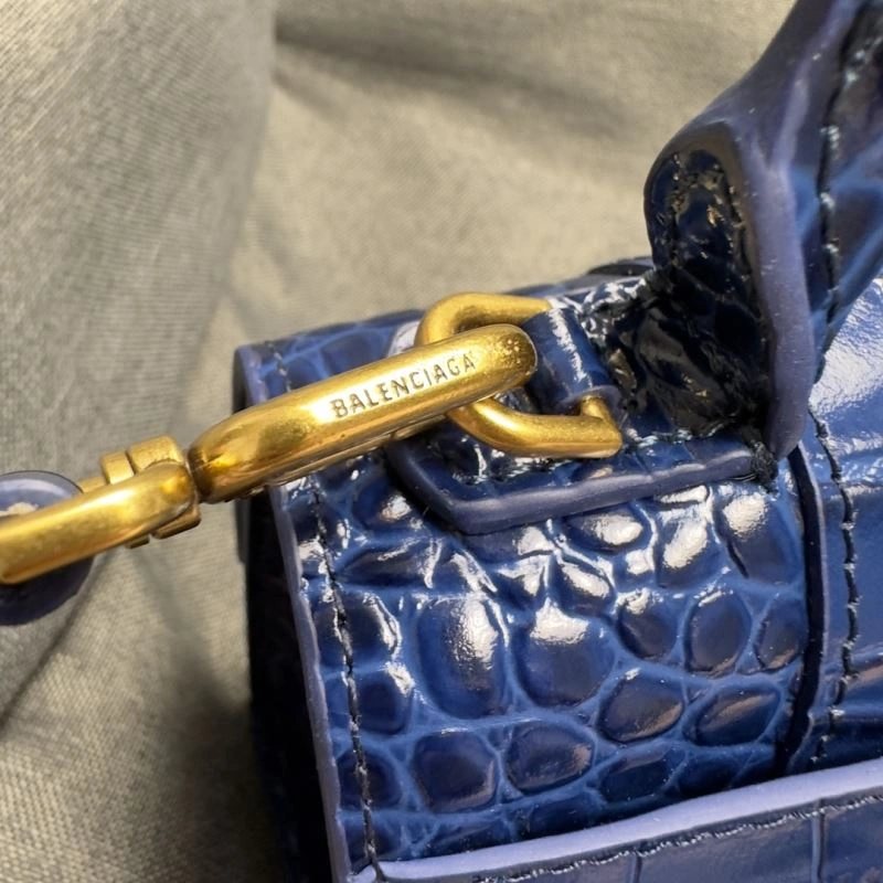 Balenciaga Cobalt Blue Croc-Pattern Hourglass XS Bag TimelessDesign 70038