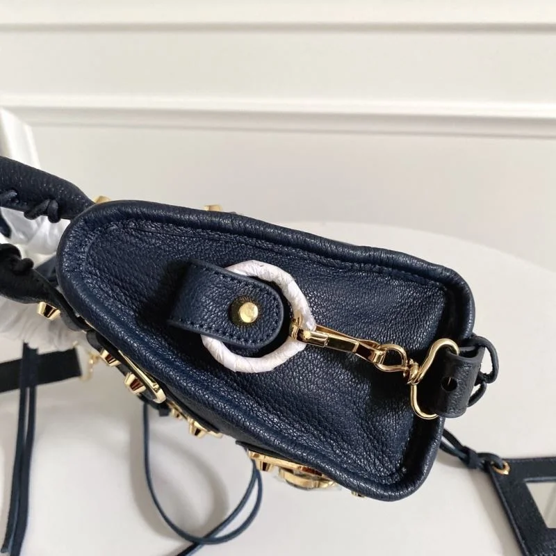 GoAnywhere Balenciaga Cobalt Blue Goat Leather Motorcycle Bag with Gold Buckle 38300
