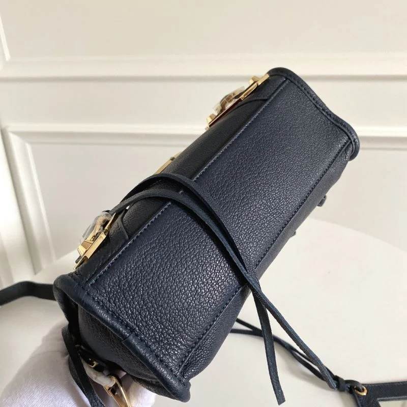 GoAnywhere Balenciaga Cobalt Blue Goat Leather Motorcycle Bag with Gold Buckle 38300