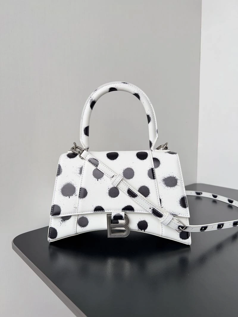 Balenciaga Crescent Moon Hourglass Bag - Polka Dot White Lightweight 78657