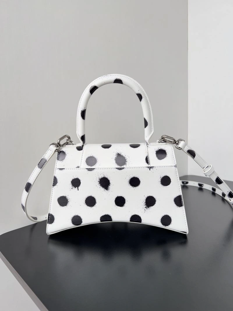 Balenciaga Crescent Moon Hourglass Bag - Polka Dot White Lightweight 78657
