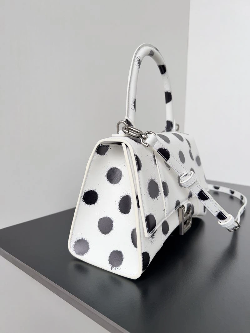 Balenciaga Crescent Moon Hourglass Bag - Polka Dot White Lightweight 78657