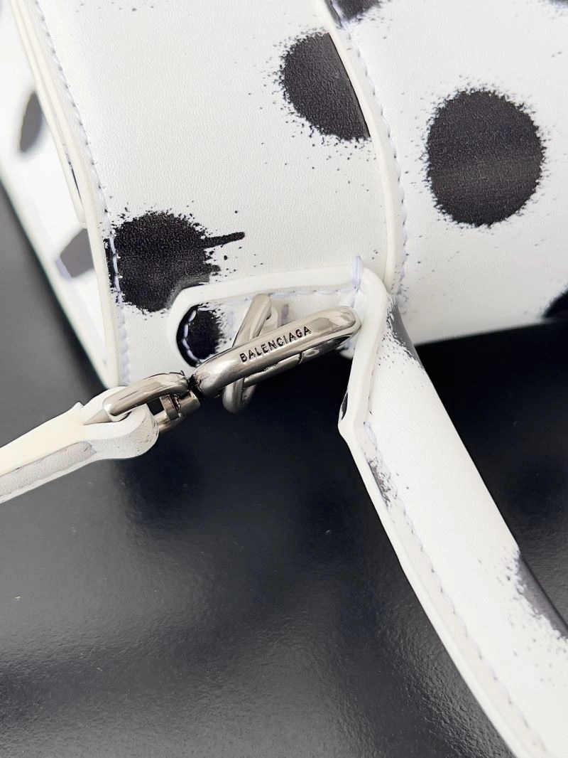 Balenciaga Crescent Moon Hourglass Bag - Polka Dot White Lightweight 78657