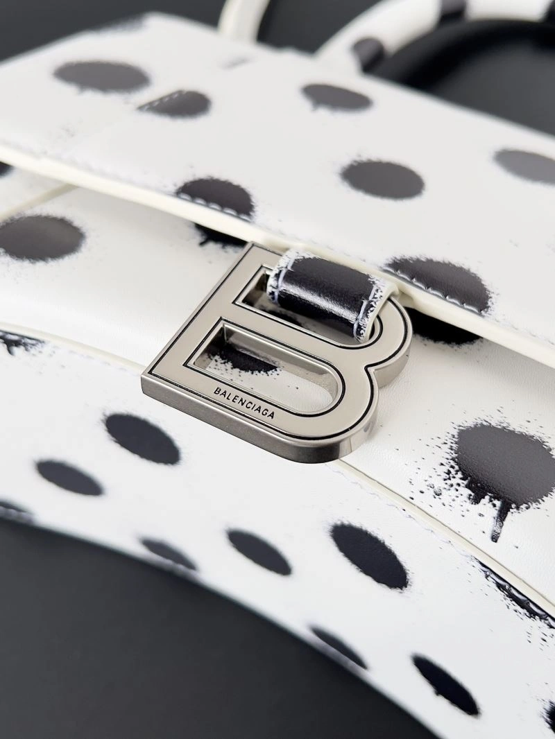 Balenciaga Crescent Moon Hourglass Bag - Polka Dot White Lightweight 78657