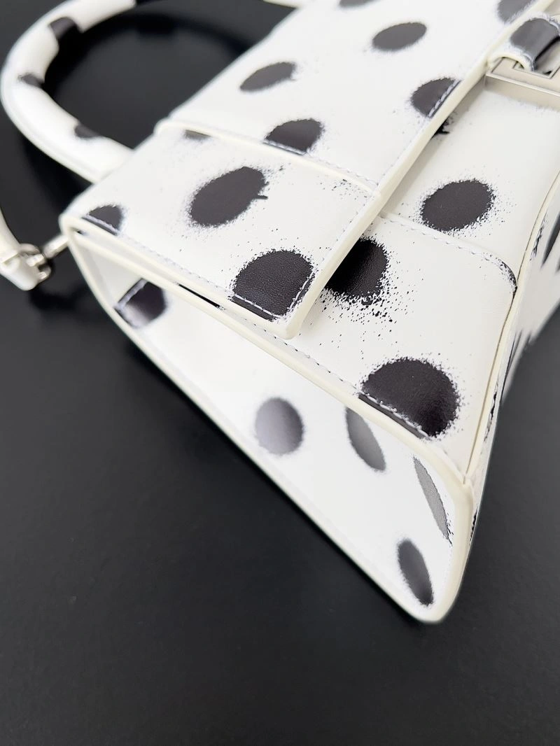 Balenciaga Crescent Moon Hourglass Bag - Polka Dot White Lightweight 78657