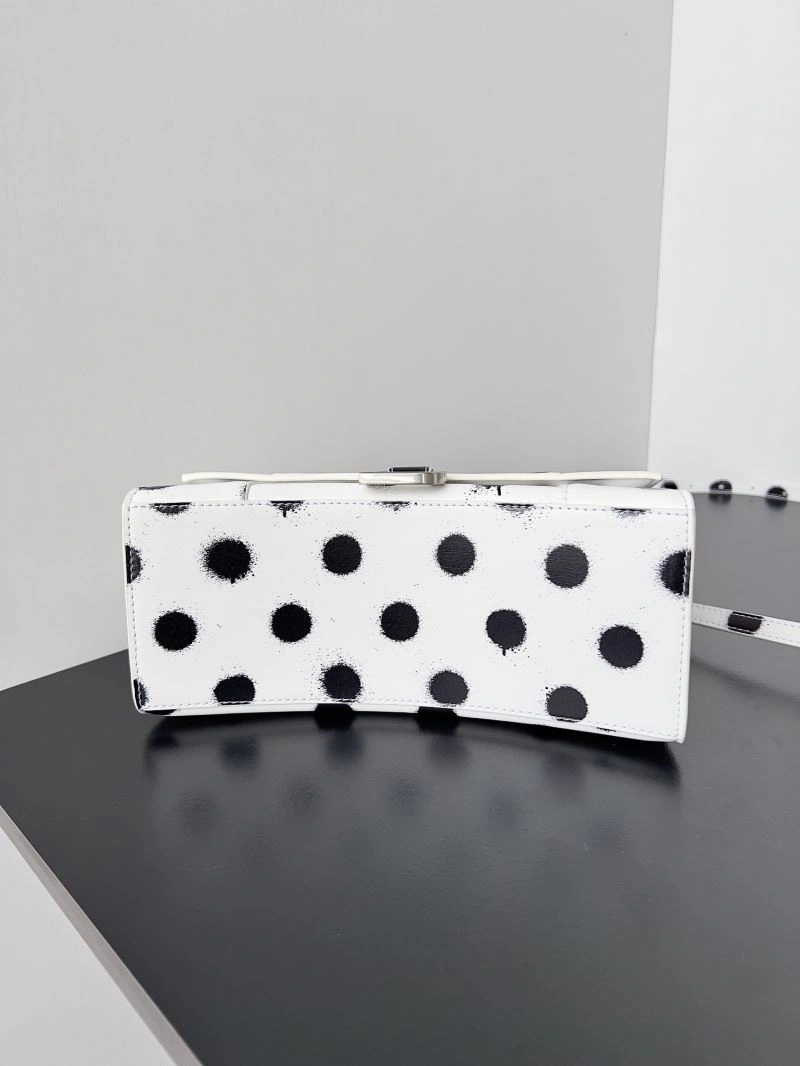 Balenciaga Crescent Moon Hourglass Bag - Polka Dot White Lightweight 78657
