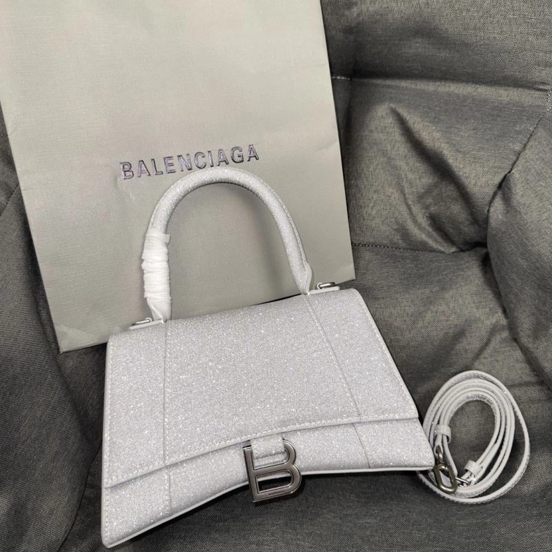 Balenciaga Crescent Moon Shiny Hourglass Bag in Silver Thermal 70039