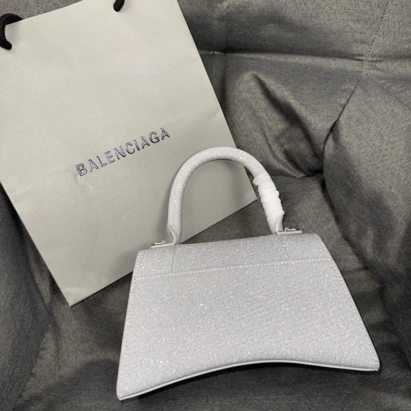 Balenciaga Crescent Moon Shiny Hourglass Bag in Silver Thermal 70039