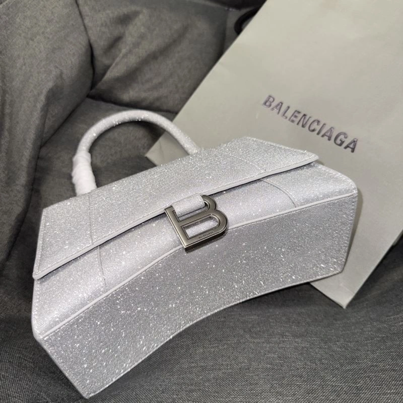 Balenciaga Crescent Moon Shiny Hourglass Bag in Silver Thermal 70039