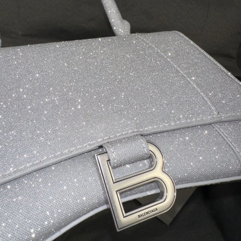 Balenciaga Crescent Moon Shiny Hourglass Bag in Silver Thermal 70039