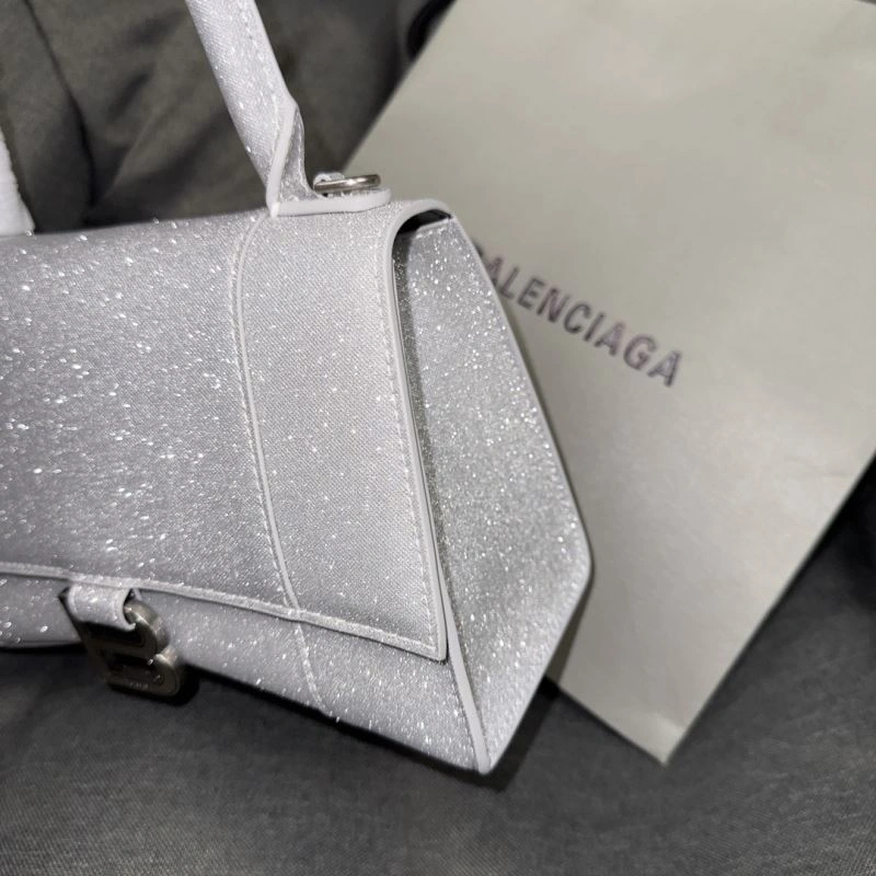 Balenciaga Crescent Moon Shiny Hourglass Bag in Silver Thermal 70039