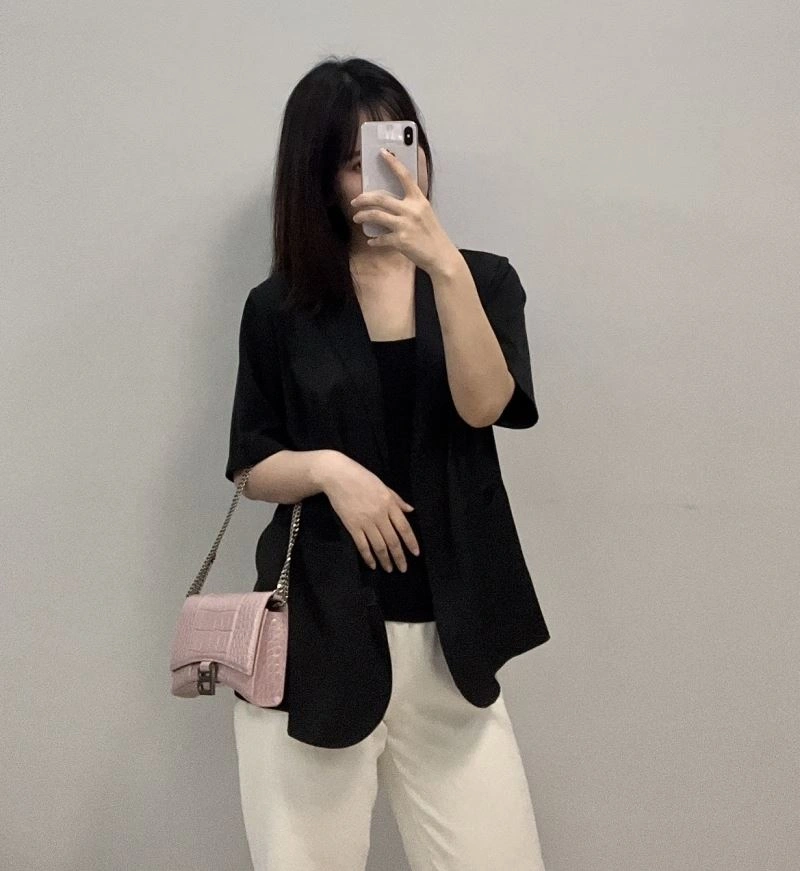 Balenciaga Crocodile Bean Paste Pink Hourglass Chain Bag with Silver Buckle Stretchable 78701