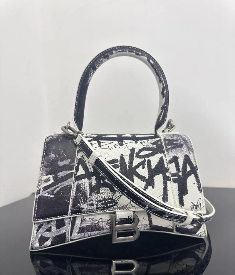 FashionForward Balenciaga Crocodile-Embossed Hourglass Bag - White S Size 72649