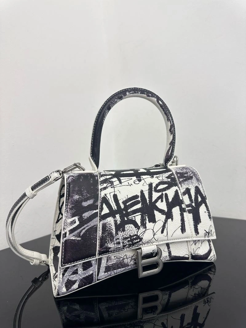 FashionForward Balenciaga Crocodile-Embossed Hourglass Bag - White S Size 72649