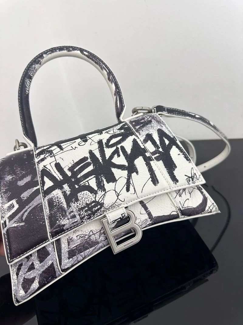 FashionForward Balenciaga Crocodile-Embossed Hourglass Bag - White S Size 72649