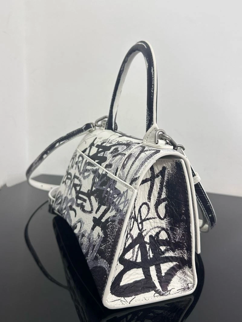 FashionForward Balenciaga Crocodile-Embossed Hourglass Bag - White S Size 72649