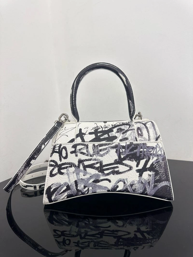 FashionForward Balenciaga Crocodile-Embossed Hourglass Bag - White S Size 72649