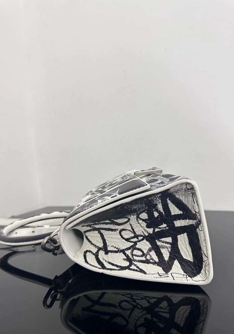 FashionForward Balenciaga Crocodile-Embossed Hourglass Bag - White S Size 72649