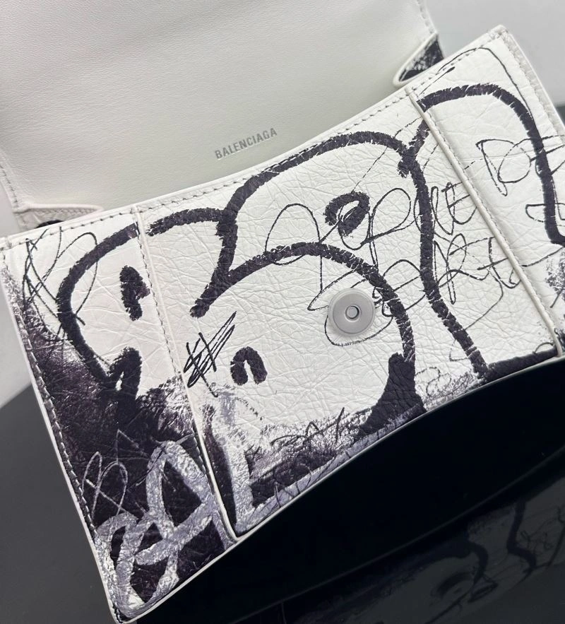FashionForward Balenciaga Crocodile-Embossed Hourglass Bag - White S Size 72649