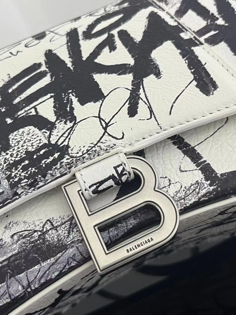 FashionForward Balenciaga Crocodile-Embossed Hourglass Bag - White S Size 72649