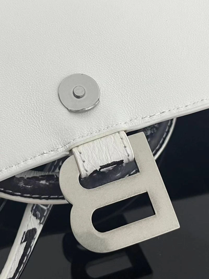 FashionForward Balenciaga Crocodile-Embossed Hourglass Bag - White S Size 72649