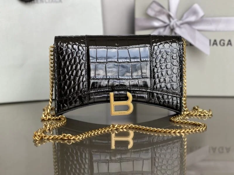 DailyWear Balenciaga Crocodile Gold Buckle Hourglass Chain Bag byBalenciaga 38284