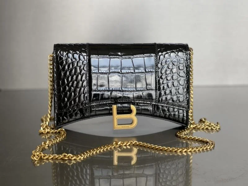 DailyWear Balenciaga Crocodile Gold Buckle Hourglass Chain Bag byBalenciaga 38284