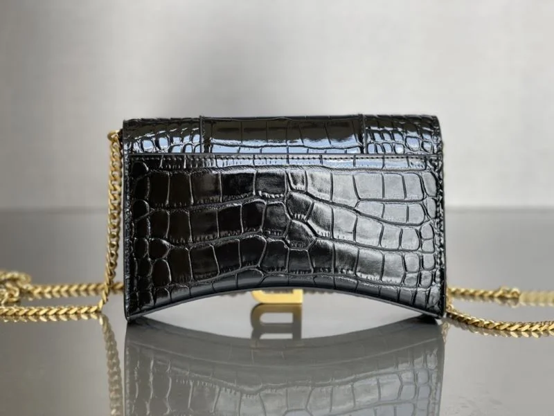 DailyWear Balenciaga Crocodile Gold Buckle Hourglass Chain Bag byBalenciaga 38284