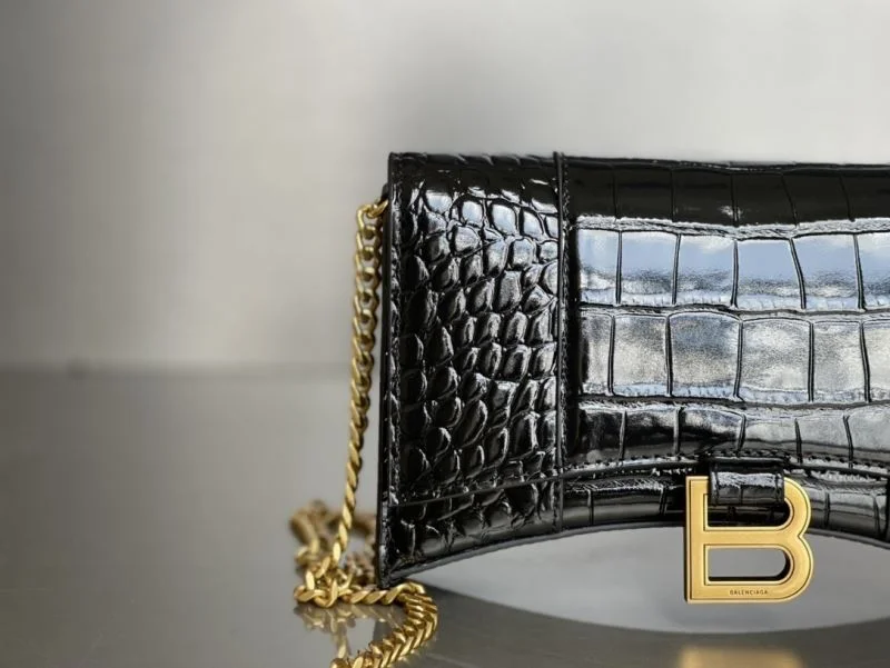 DailyWear Balenciaga Crocodile Gold Buckle Hourglass Chain Bag byBalenciaga 38284