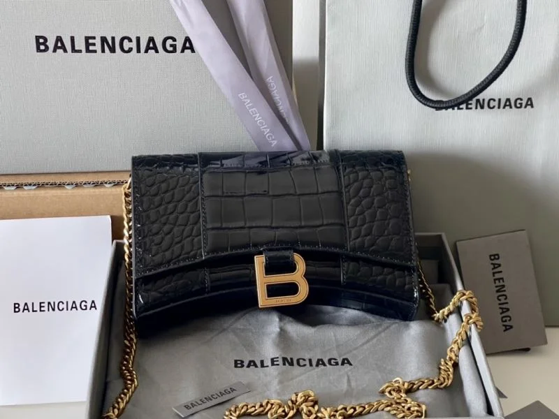 DailyWear Balenciaga Crocodile Gold Buckle Hourglass Chain Bag byBalenciaga 38284
