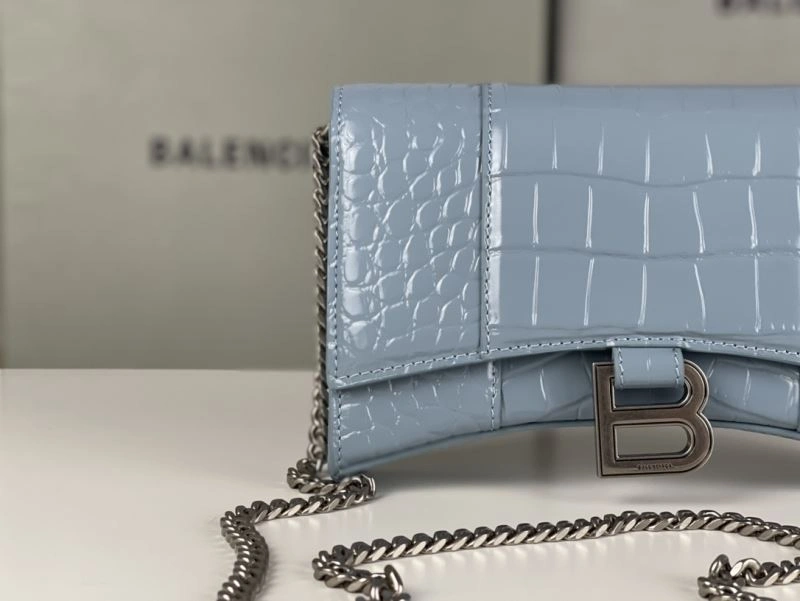 Durable Balenciaga Crocodile Gray Blue Hourglass Chain Bag 78697