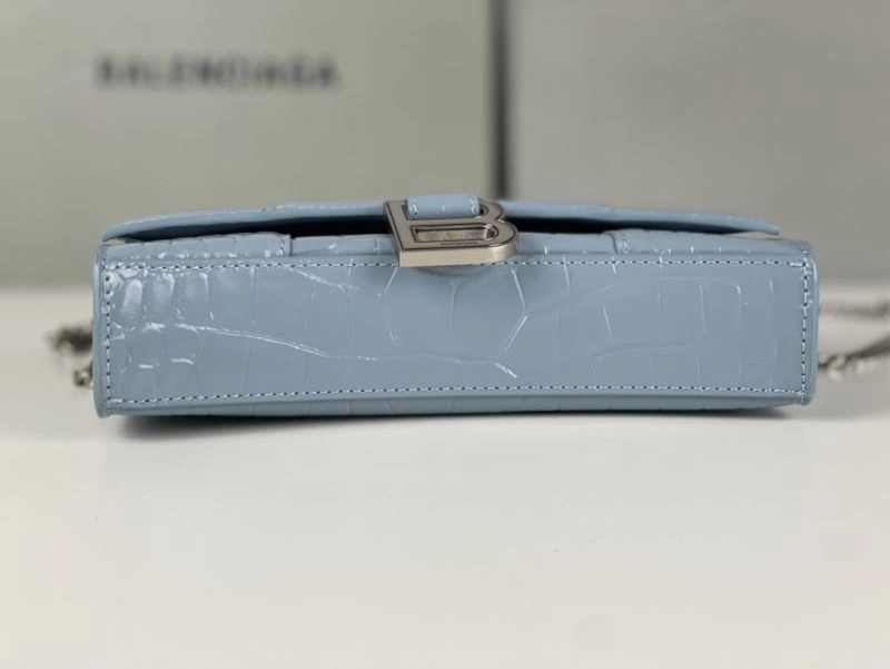 Durable Balenciaga Crocodile Gray Blue Hourglass Chain Bag 78697
