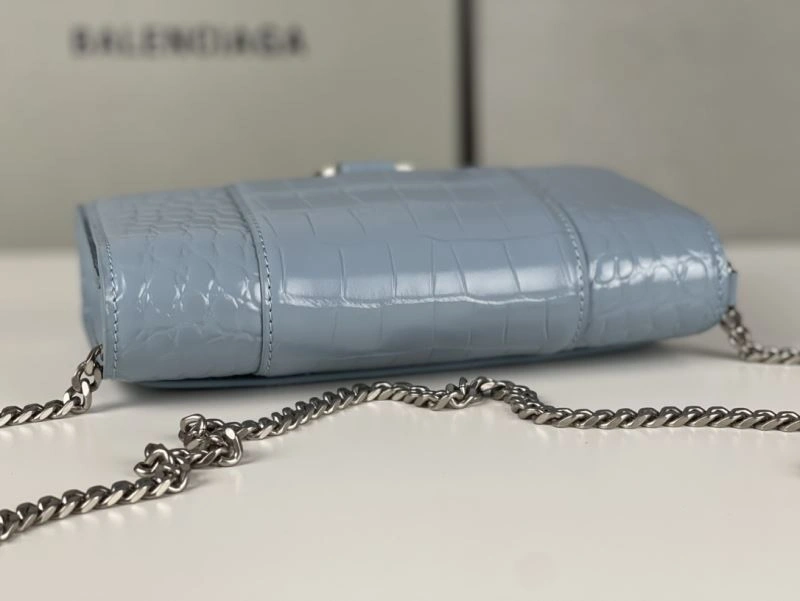 Durable Balenciaga Crocodile Gray Blue Hourglass Chain Bag 78697