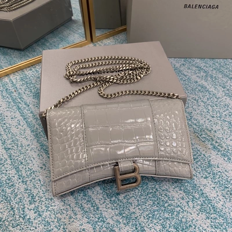 Balenciaga Crocodile Hourglass Bag with Silver Buckle Cozy 72642