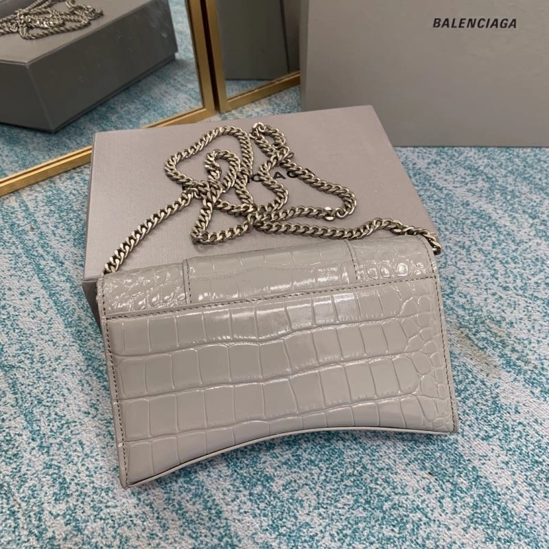 Balenciaga Crocodile Hourglass Bag with Silver Buckle Cozy 72642