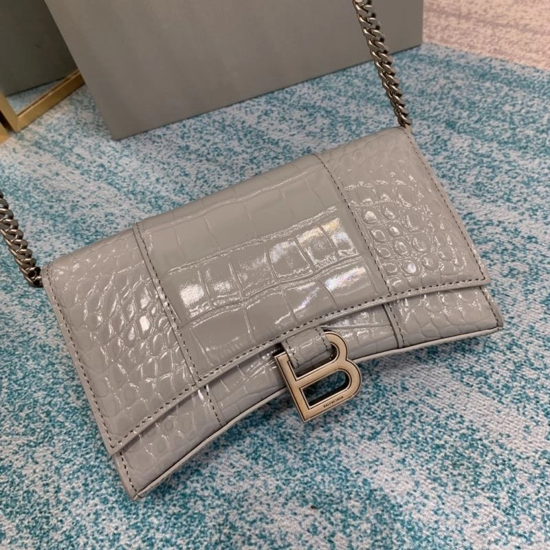 Balenciaga Crocodile Hourglass Bag with Silver Buckle Cozy 72642