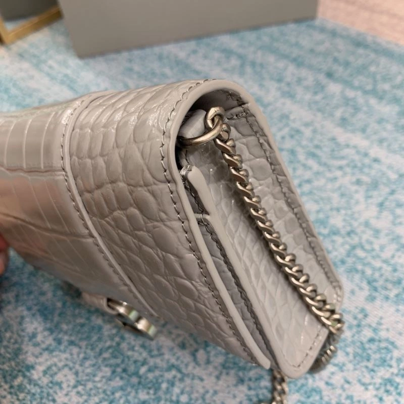 Balenciaga Crocodile Hourglass Bag with Silver Buckle Cozy 72642