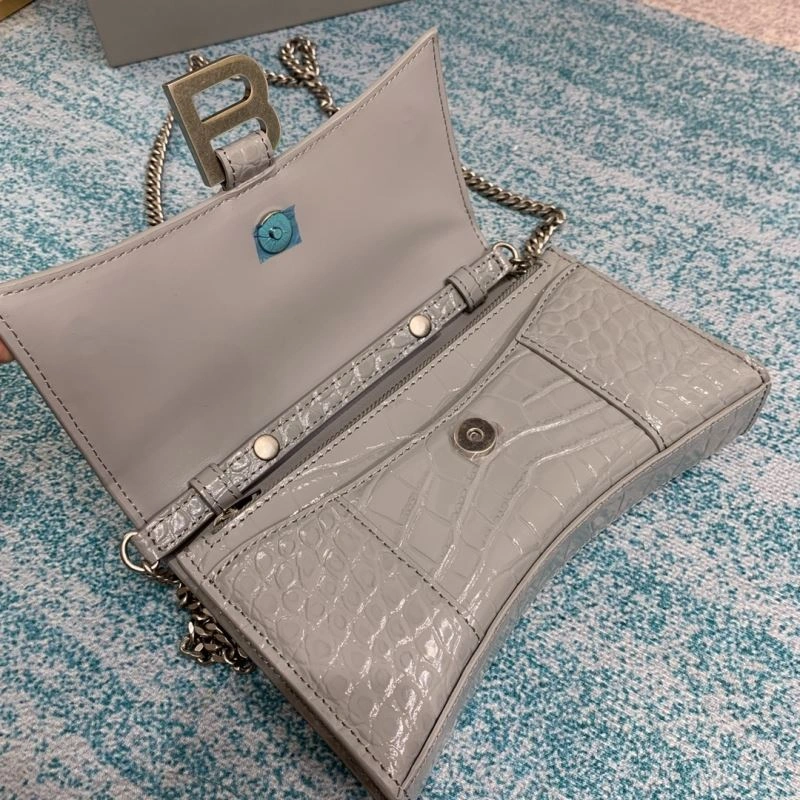 Balenciaga Crocodile Hourglass Bag with Silver Buckle Cozy 72642
