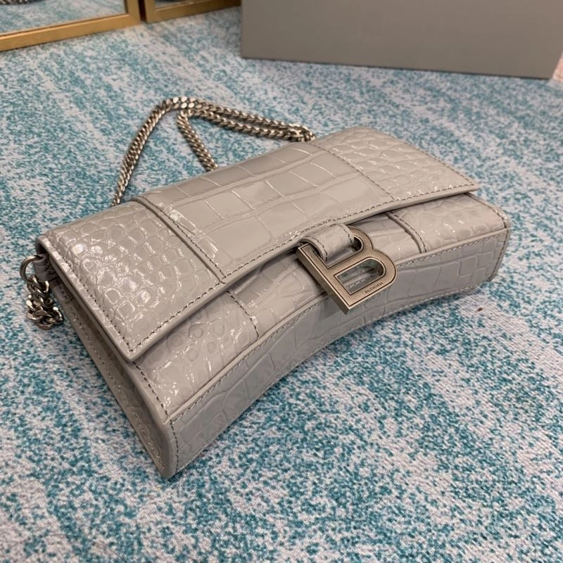 Balenciaga Crocodile Hourglass Bag with Silver Buckle Cozy 72642