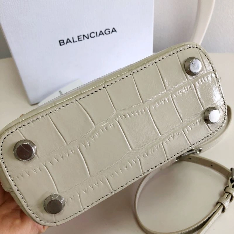 Balenciaga Crocodile Mini Shell Bag in Light Beige SoftTouch 78550