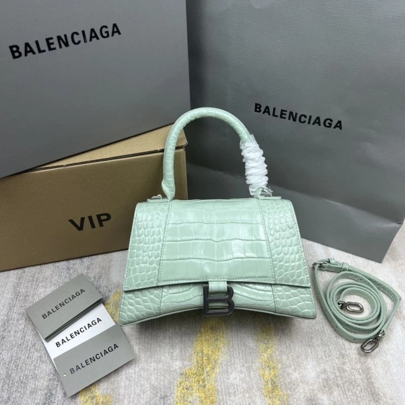 Balenciaga Crocodile-Pattern Hourglass Bag - Mint Green Trendy 78704