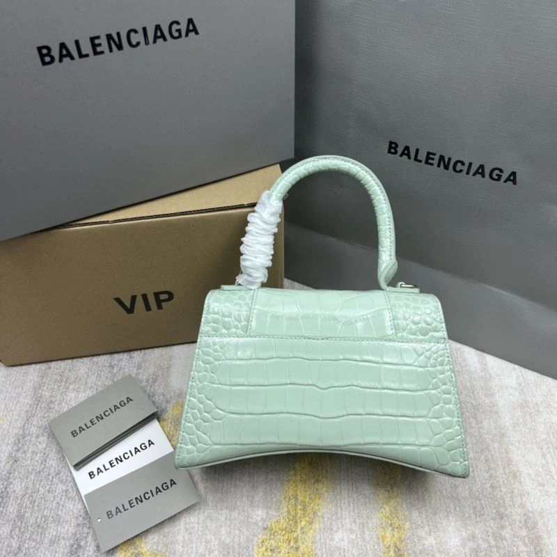 Balenciaga Crocodile-Pattern Hourglass Bag - Mint Green Trendy 78704