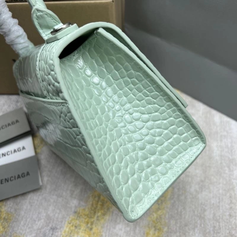 Balenciaga Crocodile-Pattern Hourglass Bag - Mint Green Trendy 78704