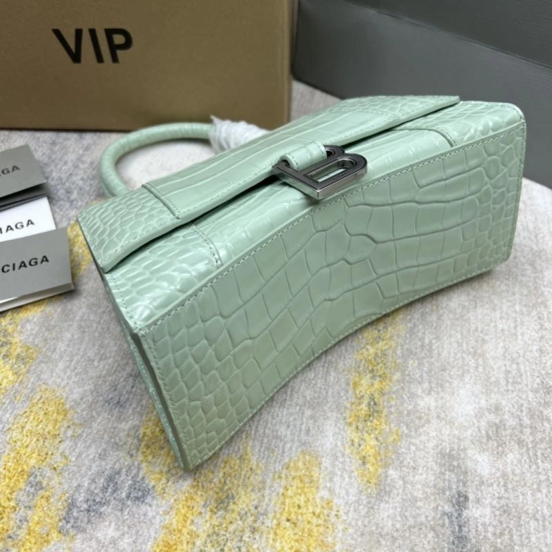 Balenciaga Crocodile-Pattern Hourglass Bag - Mint Green Trendy 78704